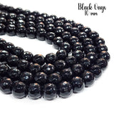 ONYX' 10 MM ROUND BEADS FACETED' 40-41 BEADS APPROX SOLD BY PER LINE PACK
