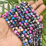 1 STRING/LINE PACK' APPROX 46-47 PIECES' 8MM SIZE TIBETIAN DUAL COLOR AGATE BEADS