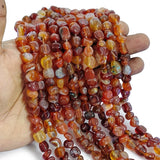 Natural Carnelian Agate Tumble Beads, 9-12mm Smooth Nugget Strands for Jewelry Making, 45-47 Pieces