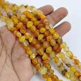 Natural Yellow Onyx Agate Tumble Beads, 9-12mm Smooth Nugget Strands for Jewelry Making, 45-47 Pieces