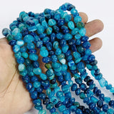 Natural Aqua Blue Onyx Agate Tumble Beads, 9-12mm Smooth Nugget Strands for Jewelry Making, 45-47 Pieces