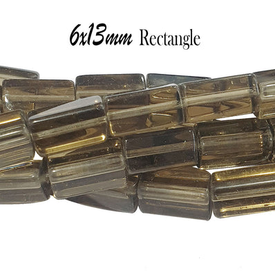 Per Line/Strand Rectangle Shape plain crystal glass beads, Gary color