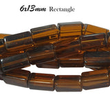 Per Line/Strand Rectangle Shape plain crystal glass beads, Brown color