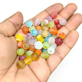 6-11 mm Frosted Glass Mix Swirl Round Beads | Matte Stripe Glass Beads | 50 Gram Pack | DIY Jewelry Making & Crafts