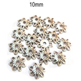 50pcs pack, Silver Plated Metal Bead Caps – Antique Oxidized Flower & Star Design Spacer Caps for Jewelry Making, Size Approximately 10mm