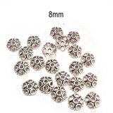 50pcs pack, Silver Plated Metal Bead Caps – Antique Oxidized Flower & Star Design Spacer Caps for Jewelry Making, Size Approximately 8mm