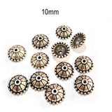 50pcs pack, Silver Plated Metal Bead Caps – Antique Oxidized Flower & Star Design Spacer Caps for Jewelry Making, Size Approximately 10mm