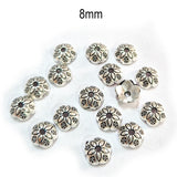50pcs pack, Silver Plated Metal Bead Caps – Antique Oxidized Flower & Star Design Spacer Caps for Jewelry Making, Size Approximately 8mm