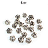 50pcs pack, Silver Plated Metal Bead Caps – Antique Oxidized Flower & Star Design Spacer Caps for Jewelry Making, Size Approximately 8mm