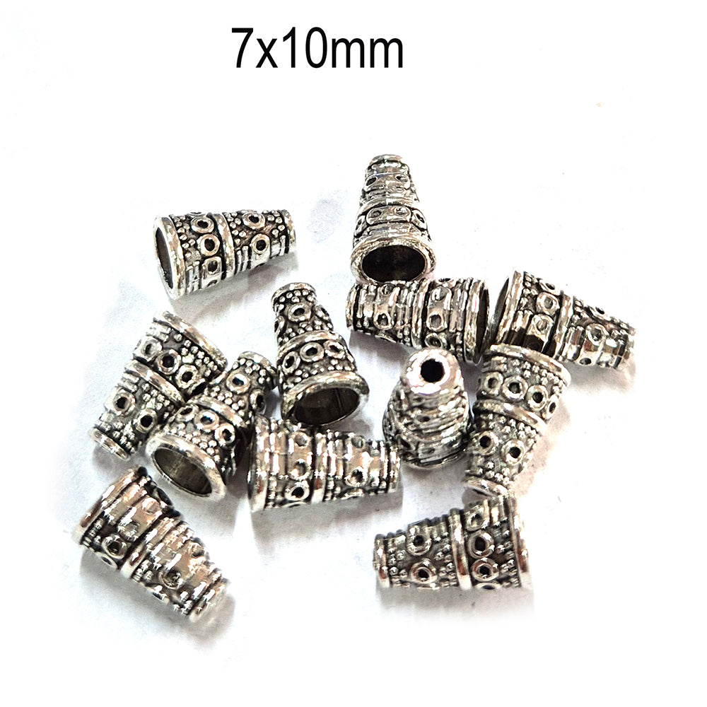 20pcs pack, Silver Plated Metal Bead Caps – Antique Oxidized Flower & Star Design Spacer Caps for Jewelry Making, Size Approximately 7x10mm
