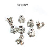 20pcs pack, Silver Plated Metal Bead Caps – Antique Oxidized Flower & Star Design Spacer Caps for Jewelry Making, Size Approximately 9x10mm