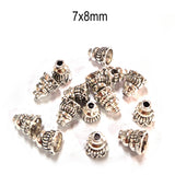 20pcs pack, Silver Plated Metal Bead Caps – Antique Oxidized Flower & Star Design Spacer Caps for Jewelry Making, Size Approximately 7x8mm