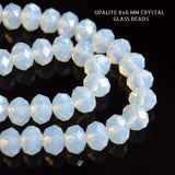 8mm White Alabaster Sea Opal, PER LINE 8MM FACETED OPAQUE RONDELLE SHAPED CRYSTAL BEADS