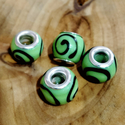 4 Pcs Pack, Large Hole Murano Lampwork Beads 14-16mm