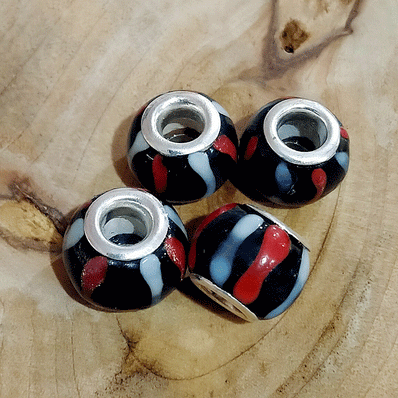 4 Pcs Pack, Large Hole Murano Lampwork Beads14-16mm