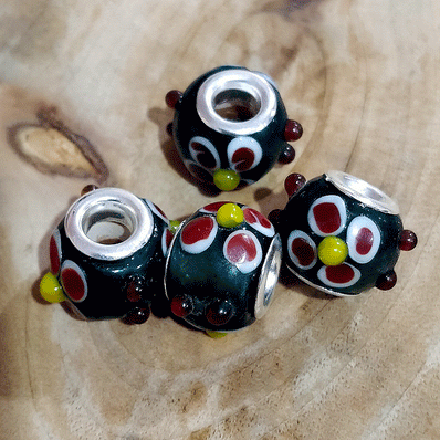 4 Pcs Pack, Large Hole Murano Lampwork Beads 14-16mm