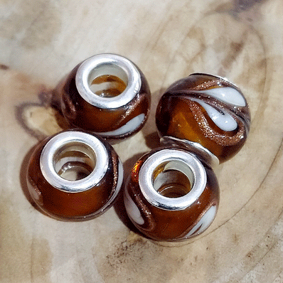 4 Pcs Pack, Large Hole Murano Lampwork Beads 14-16mm