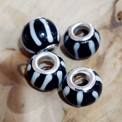 4 Pcs Pack, Large Hole Murano Lampwork Beads 14-16mm