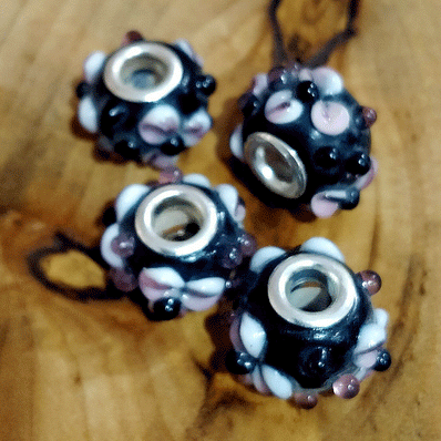 4 Pcs Pack, Large Hole Murano Lampwork Beads 14-16mm