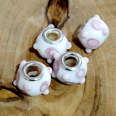 4 Pcs Pack, Large Hole Murano Lampwork Beads 14-16mm