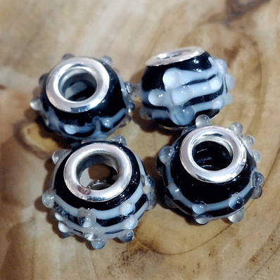 4 Pcs Pack, Large Hole Murano Lampwork Beads 14-16mm