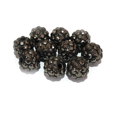 4pcs pkg. Black crystal stone Round Pave Beads in size about 8mm