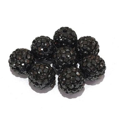 4pcs pkg. Black crystal stone Round Pave Beads in size about 10mm