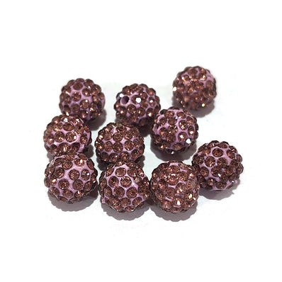 4pcs pkg. Purple crystal stone Round Pave Beads in size about 8mm