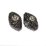 2pcs pkg. Black Oval with pearl inlay Pave Beads in Size about 22x14mm