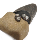 2pcs pkg. Black Oval with pearl inlay Pave Beads in Size about 22x15mm