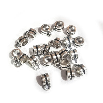 30pcs, Zinc alloy oxidized beads for jewelry making, 6mm, Pendant Bail, Shape, Silver, Plated