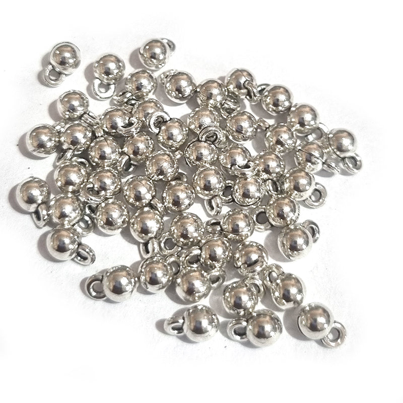 30pcs, Zinc alloy oxidized beads for jewelry making, 4mm, Pendant Bail also used in Charms, Shape, Silver, Plated