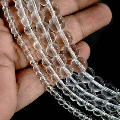 COMBO PACK OF 4MM,6MM,8MM AND 10MM  CLEAR WHITE CLEAR CRYSTAL GLASS BEADS