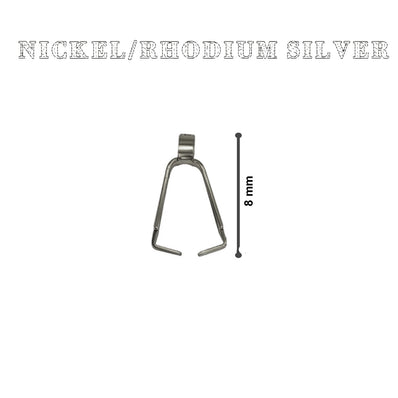 100 PIECES PACK' SIZE 8 MM APPROX' NICKEL/RHODIUM SILVER POLISHED PENDANT AND EARRING CLIP