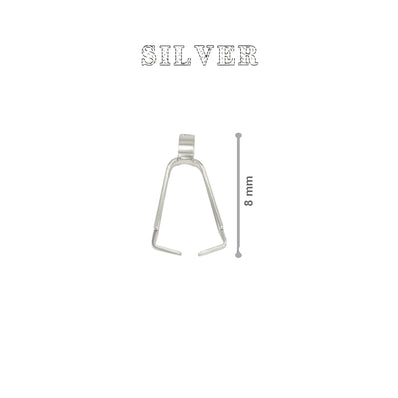 100 PIECES PACK' SIZE 8 MM APPROX' SILVER POLISHED PENDANT AND EARRING CLIP