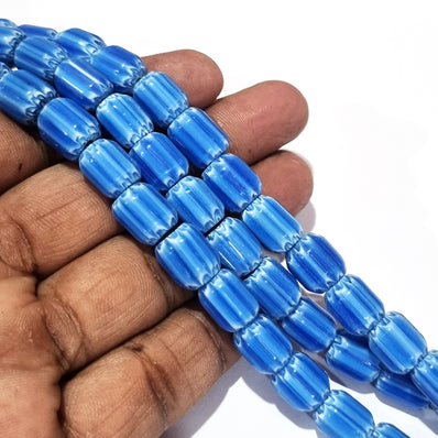 1 LINE/STRING PACK' SIZE APPROX' 9x11 MM' HANDMADE CHEVRON GLASS BEADS