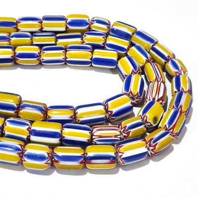 1 LINE/STRING PACK' SIZE APPROX' 8x10 MM' HANDMADE CHEVRON GLASS BEADS