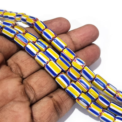 1 LINE/STRING PACK' SIZE APPROX' 8x10 MM' HANDMADE CHEVRON GLASS BEADS