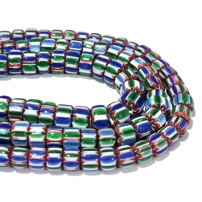 1 LINE/STRING PACK' SIZE APPROX' 10x6 MM' HANDMADE CHEVRON GLASS BEADS