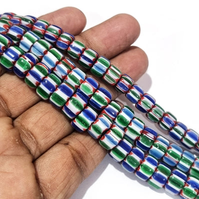1 LINE/STRING PACK' SIZE APPROX' 10x6 MM' HANDMADE CHEVRON GLASS BEADS