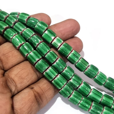 1 LINE/STRING PACK' SIZE APPROX' 10x8 MM' HANDMADE CHEVRON GLASS BEADS