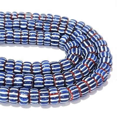 1 LINE/STRING PACK' SIZE APPROX' 10x6 MM' HANDMADE CHEVRON GLASS BEADS