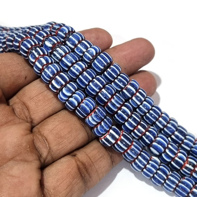 1 LINE/STRING PACK' SIZE APPROX' 10x6 MM' HANDMADE CHEVRON GLASS BEADS