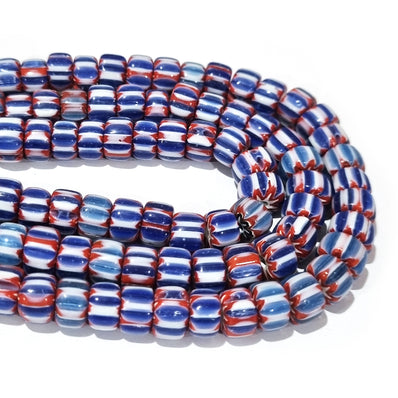 1 LINE/STRING PACK' SIZE APPROX' 9x6 MM' HANDMADE CHEVRON GLASS BEADS