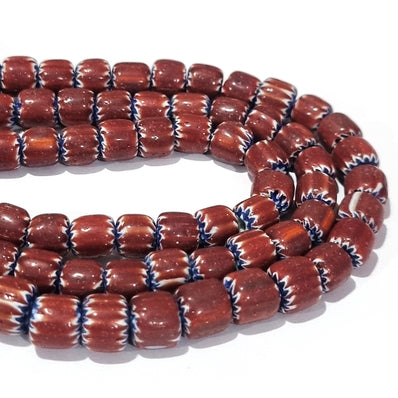 1 LINE/STRING PACK' SIZE APPROX' 8x9 MM' HANDMADE CHEVRON GLASS BEADS