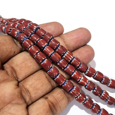 1 LINE/STRING PACK' SIZE APPROX' 8x9 MM' HANDMADE CHEVRON GLASS BEADS