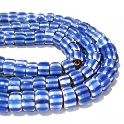 1 LINE/STRING PACK' SIZE APPROX' 10x6 MM' HANDMADE CHEVRON GLASS BEADS