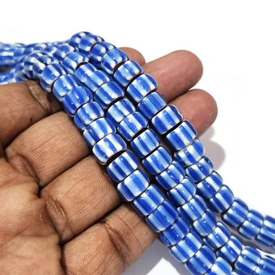 1 LINE/STRING PACK' SIZE APPROX' 10x6 MM' HANDMADE CHEVRON GLASS BEADS