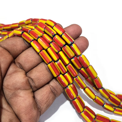 1 LINE/STRING PACK' SIZE APPROX' 8x13 MM' HANDMADE CHEVRON GLASS BEADS