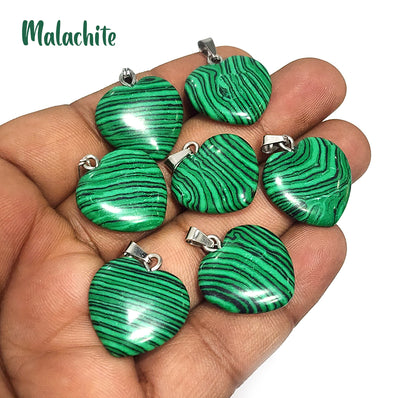 HEART CHARMS PENDANTS SMALL SIZE, 22 MM APPROX' GEMSTONE PENDANTS SOLD PER PIECE.